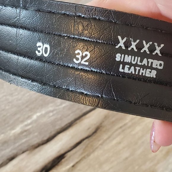 Vintage 70s 80s Vegan Leather‎ Suede Brown Cream Brass Buckle 28-33" Unisex 1.75 - Picture 5 of 8